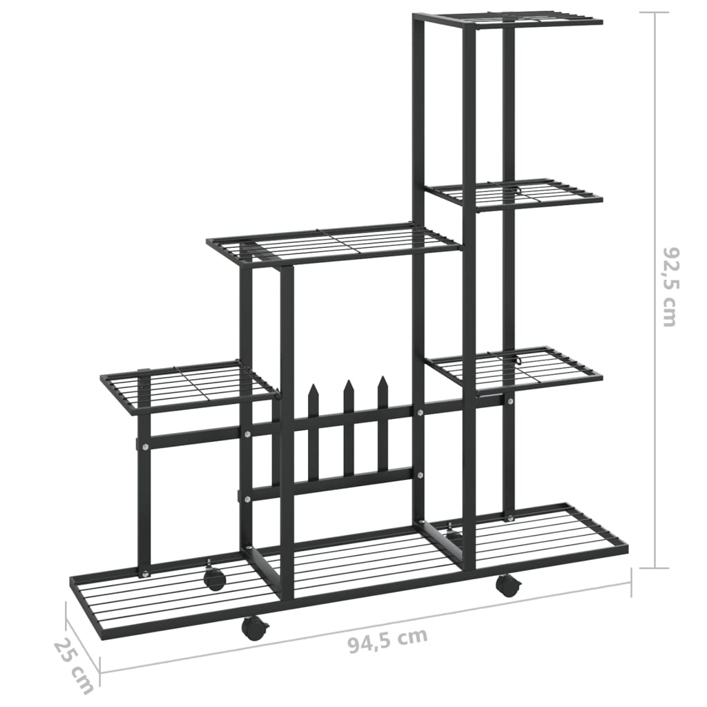 Portapiante con Ruote 94,5x25x92,5 cm Nero in Metallo - homemem39