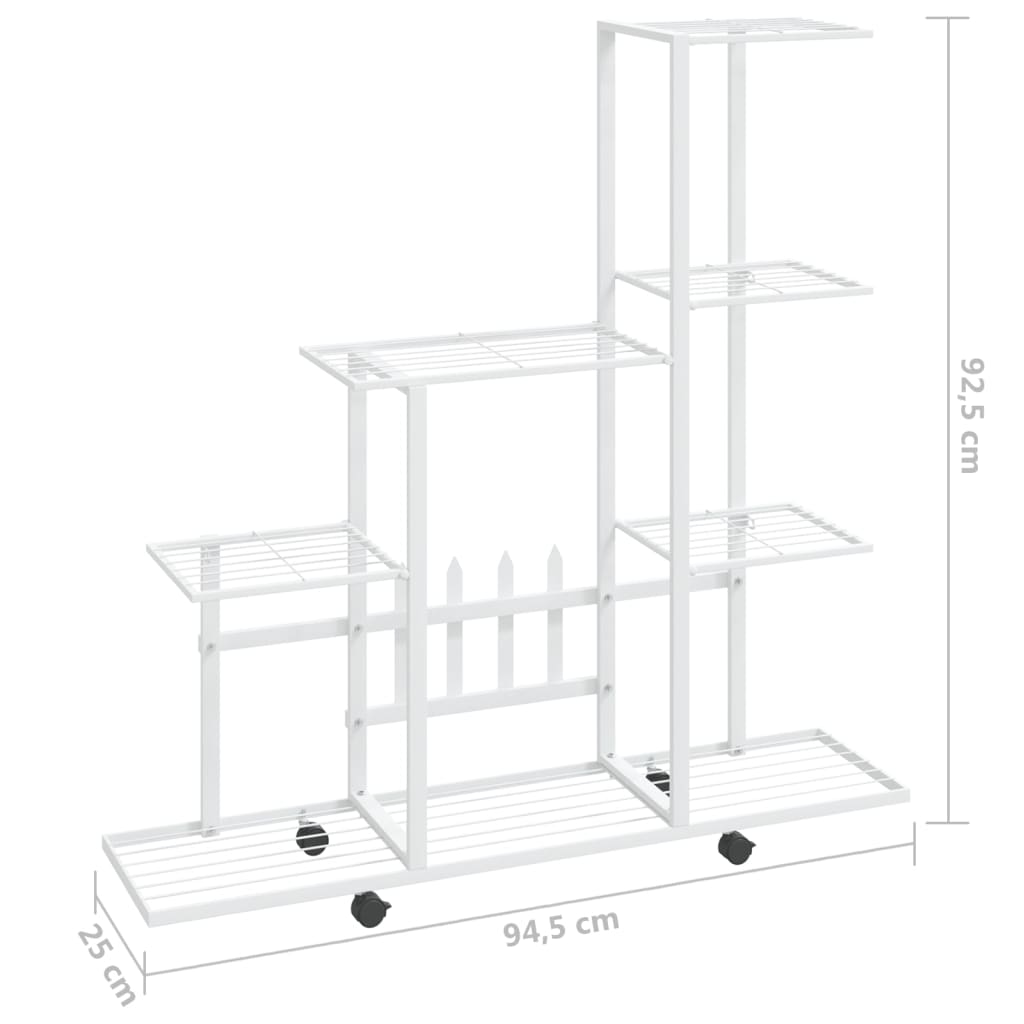 Portapiante con Ruote 94,5x25x92,5 cm Bianco in Metallo - homemem39