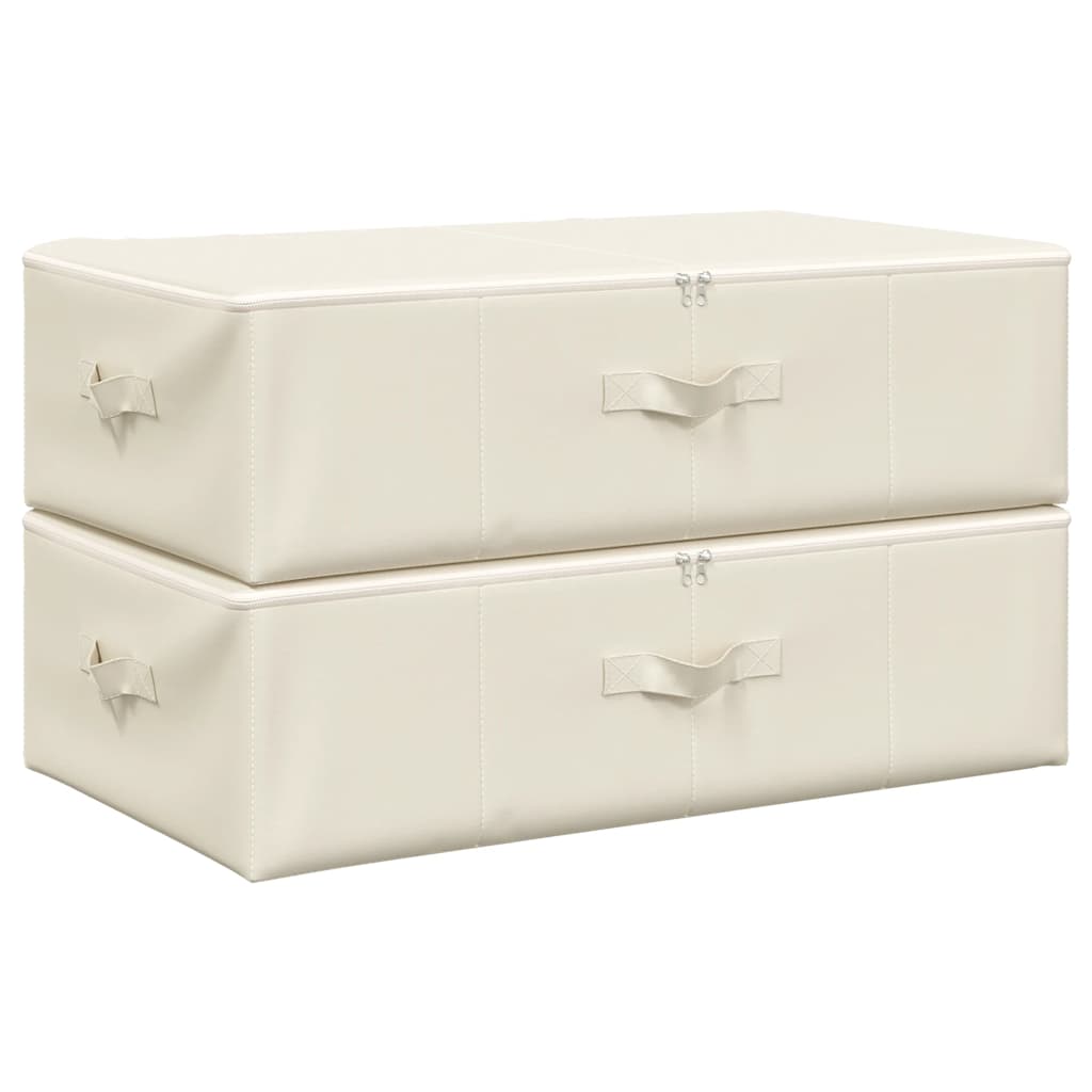 Scatole Portaoggetti 2pz in Tessuto 70x40x18 cm Crema - homemem39