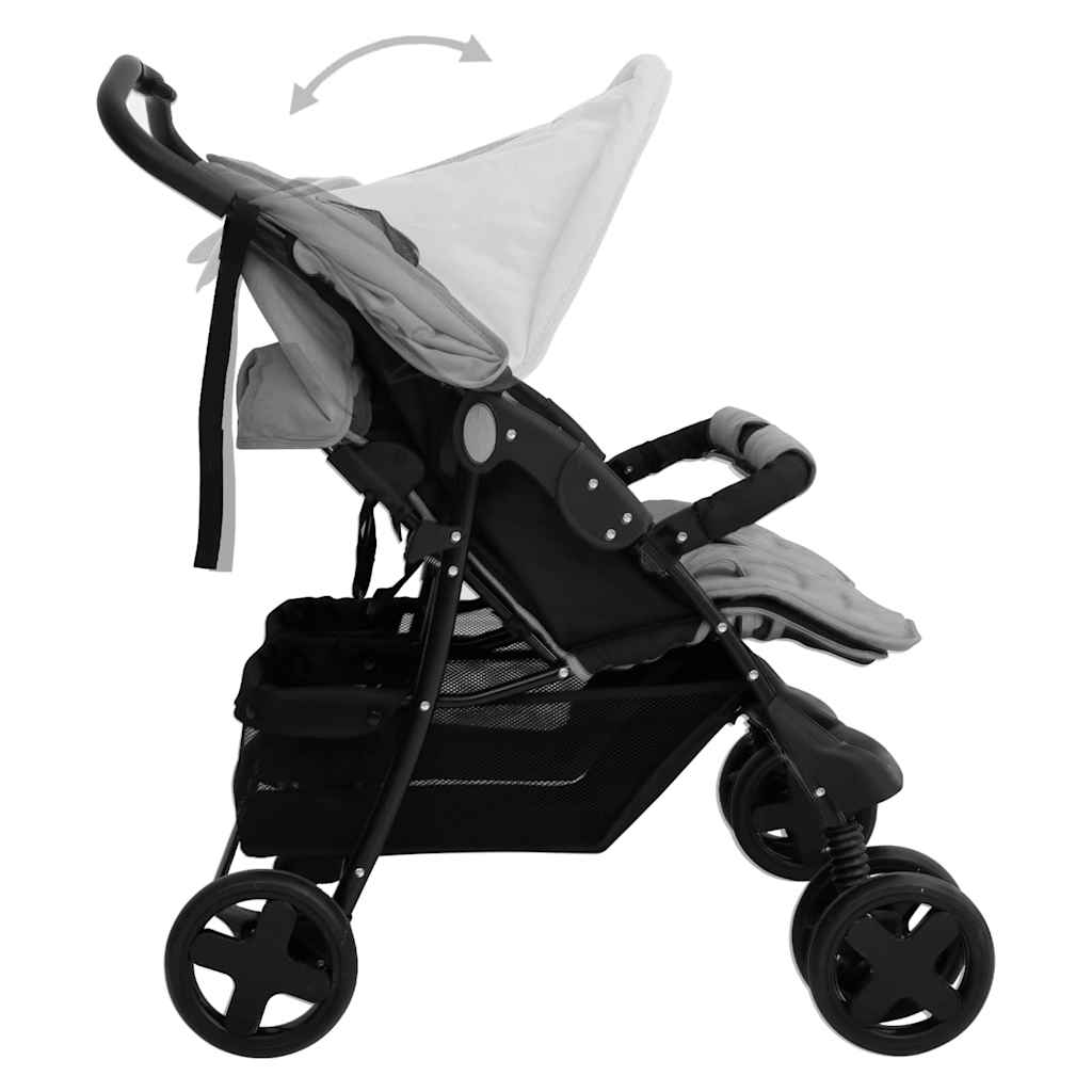 Passeggino Gemellare Grigio Chiaro in Acciaio - homemem39