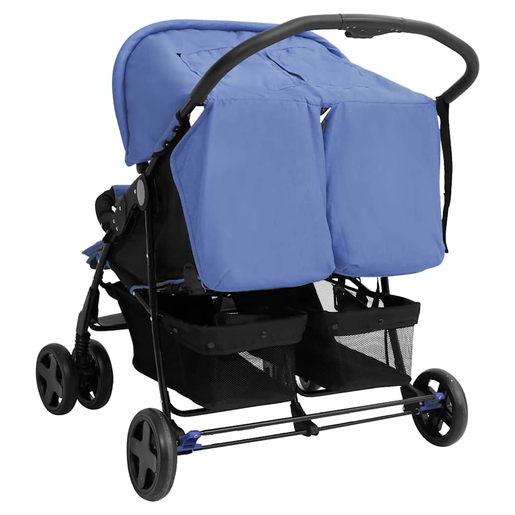 Passeggino Gemellare Blu Marino in Acciaio - homemem39