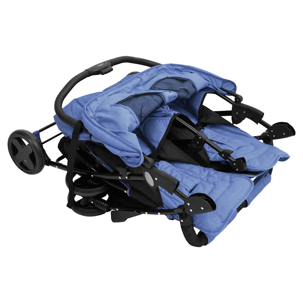 Passeggino Gemellare Blu Marino in Acciaio - homemem39