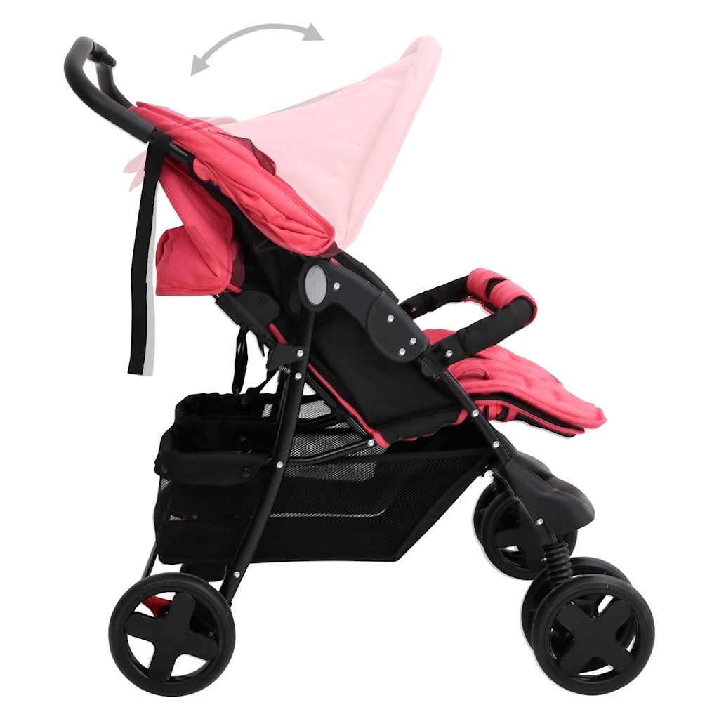 Passeggino Gemellare Rosso in Acciaio - homemem39