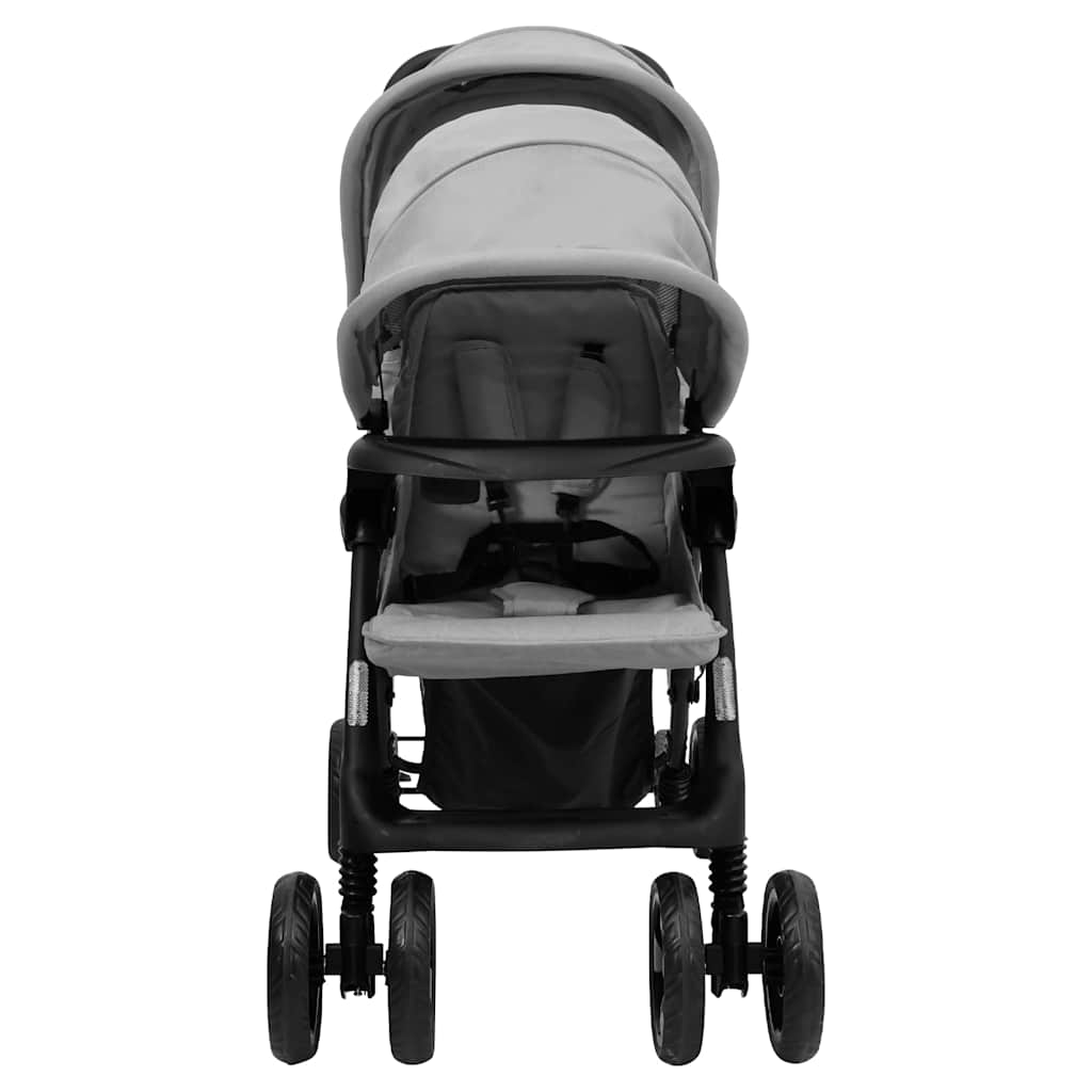 Passeggino Gemellare a Tandem Grigio Chiaro in Acciaio - homemem39