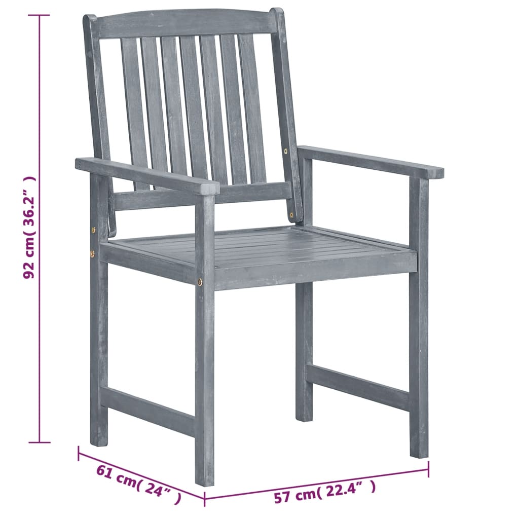 Sedie da Giardino 8 pz in Legno Massello di Acacia Grigio - homemem39