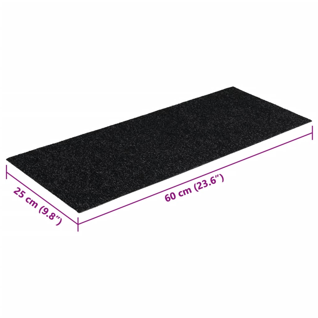 Tappetini per scale autoadesivi 15 pz 60x25 cm neri rettangolari | homemem39