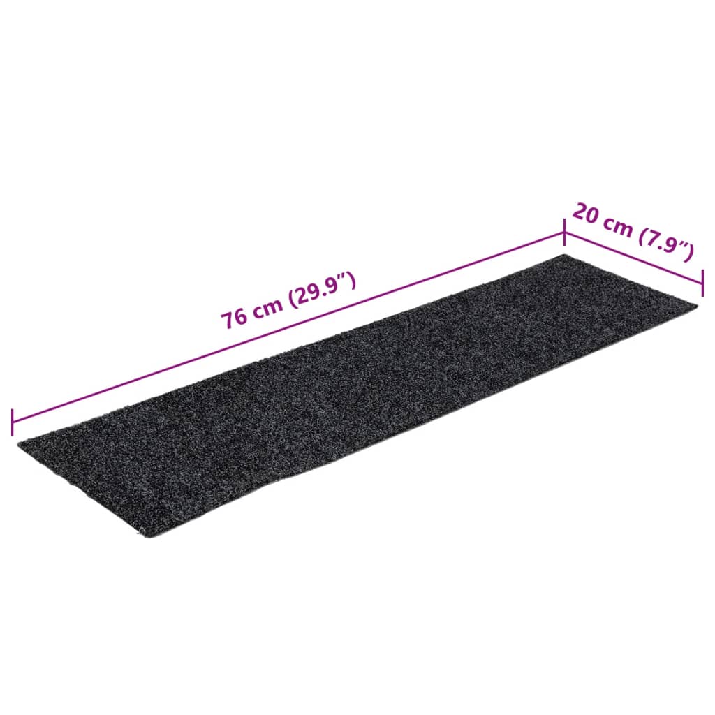 Tappetini per scale autoadesivi 15 pz 76x20 cm Grigio Scuro Rettangolari | homemem39