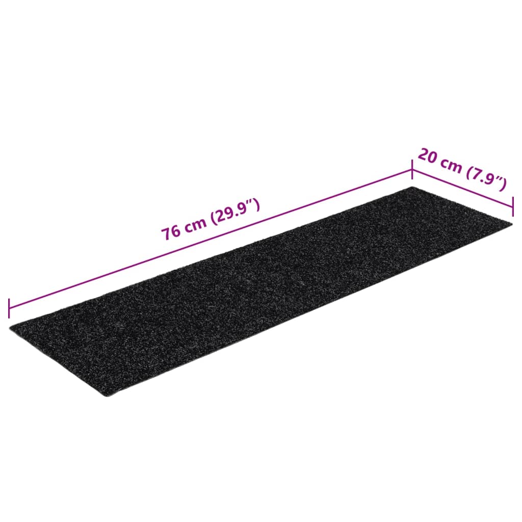 Tappetini per scale autoadesivi 15 pz 76x20 cm neri rettangolari | homemem39