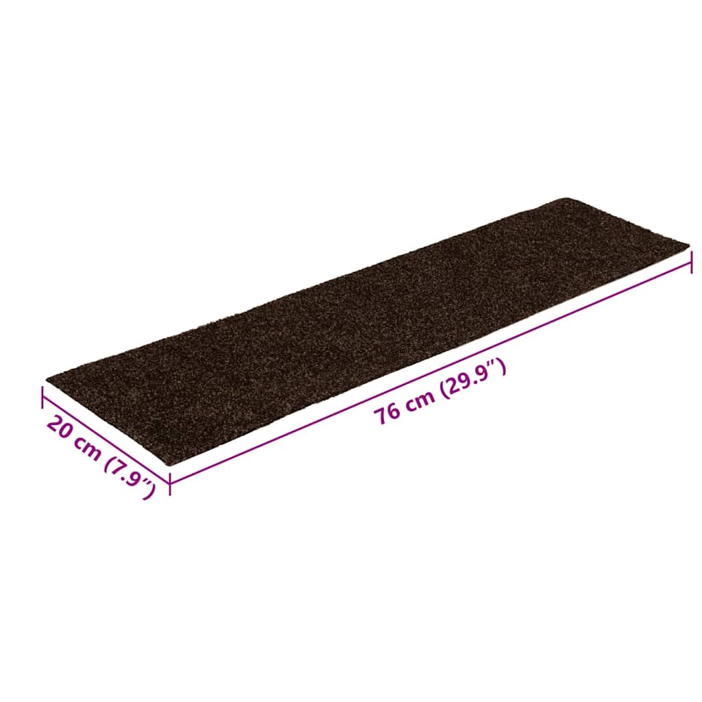 Tappetini per scale autoadesivi 15 pz 76x20 cm marrone rettangolari | homemem39