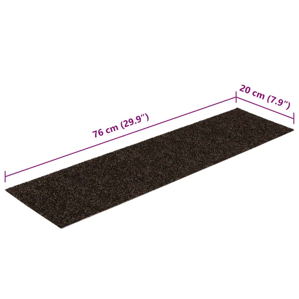 Tappetini per scale autoadesivi 15 pz 76x20 cm marrone scuro rettangolari | homemem39