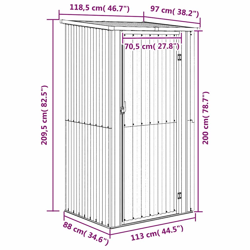 Casetta da giardino verde 118,5x97x209,5 cm in acciaio zincato | homemem39