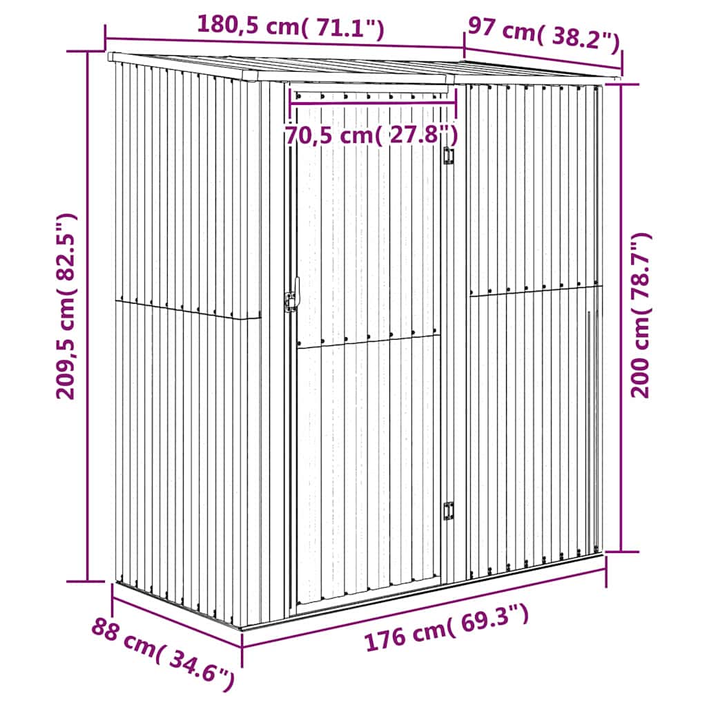 Casetta da giardino verde 180,5x97x209,5 cm in acciaio zincato | homemem39