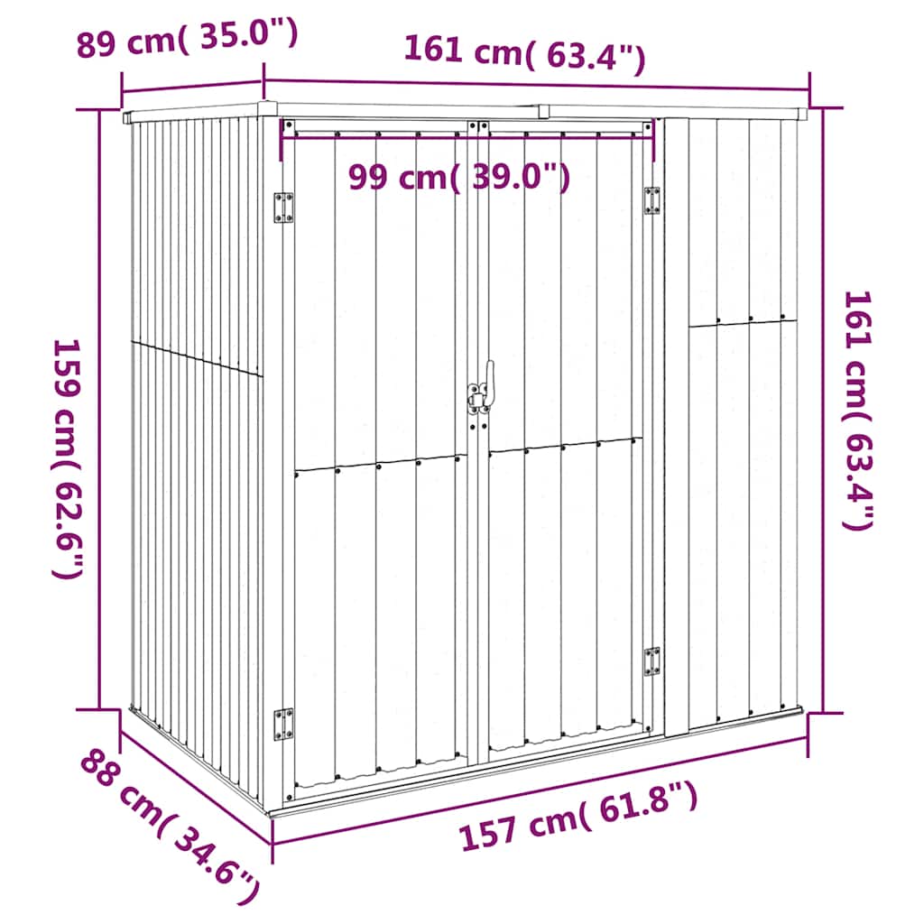 Capanno per Attrezzi Grigio 161x89x161 cm in Acciaio Zincato - homemem39