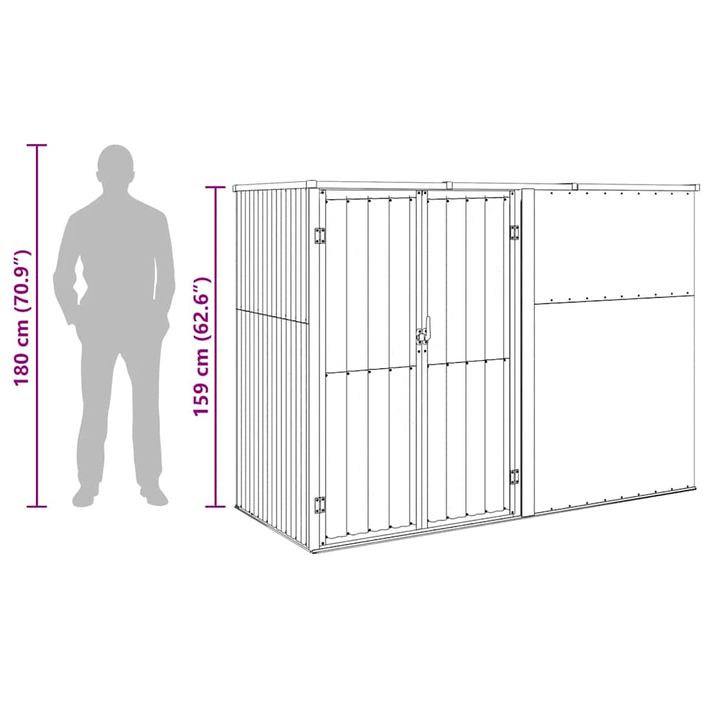 Capanno per Attrezzi Antracite 225x89x161 cm Acciaio Zincato - homemem39