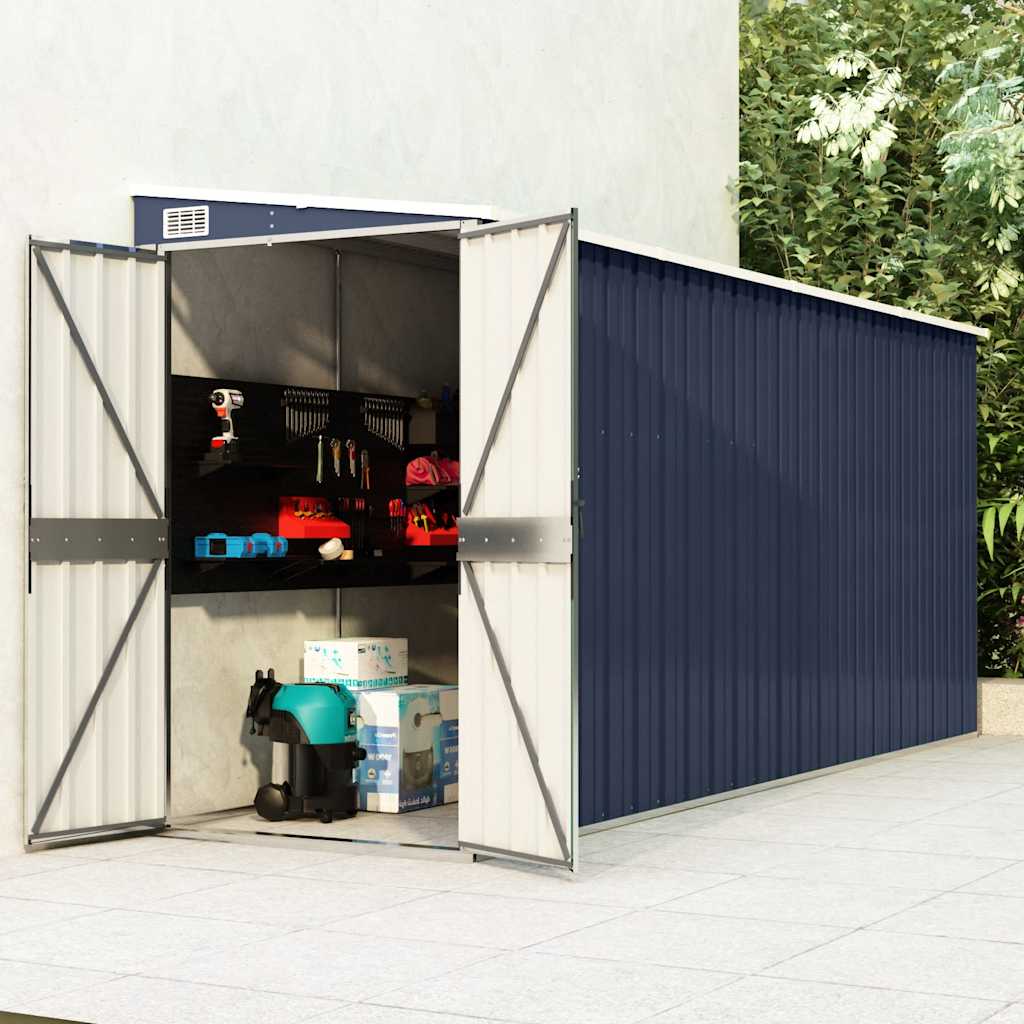 Capanno da Giardino a Parete Antracite 118x382x178 cm Acciaio - homemem39