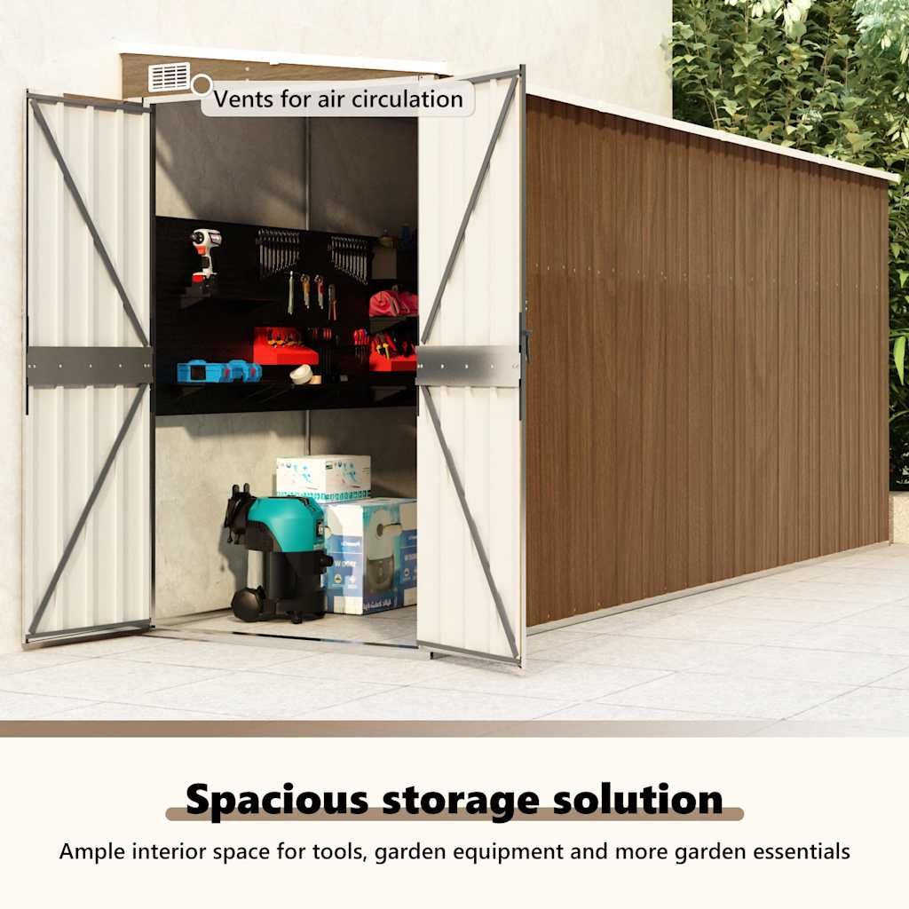 Capanno Giardino a Parete Marrone 118x382x178cm Acciaio Zincato - homemem39
