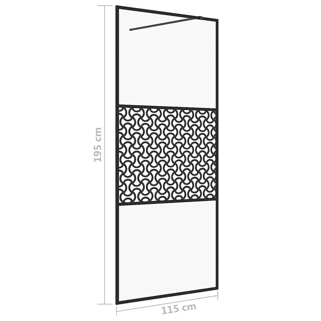 Parete per Doccia Walk-in Vetro Trasparente ESG 115x195cm Nera | homemem39