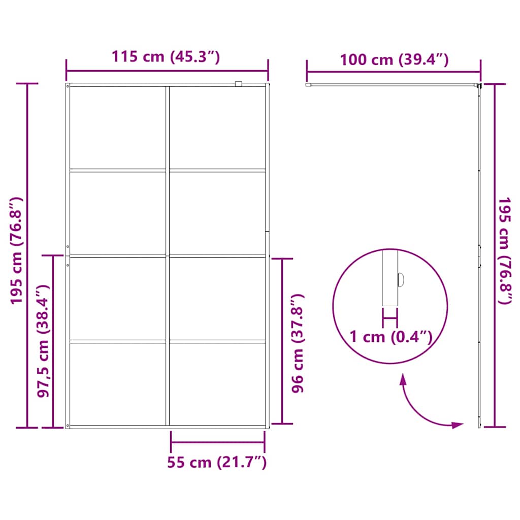 Parete per Doccia Walk-in Vetro Trasparente ESG 115x195cm Nera | homemem39