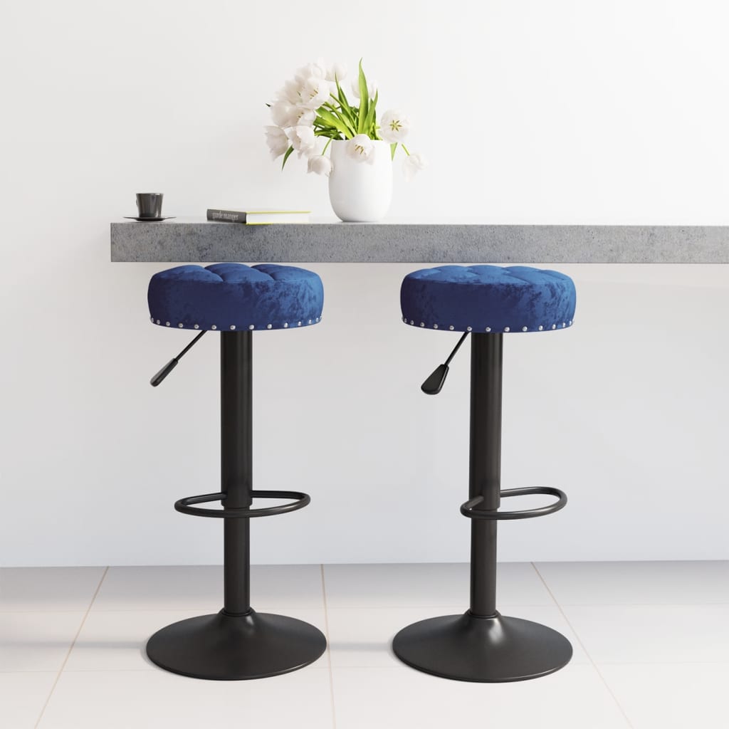 Sgabelli da Bar 2 pz Blu in Velluto - homemem39
