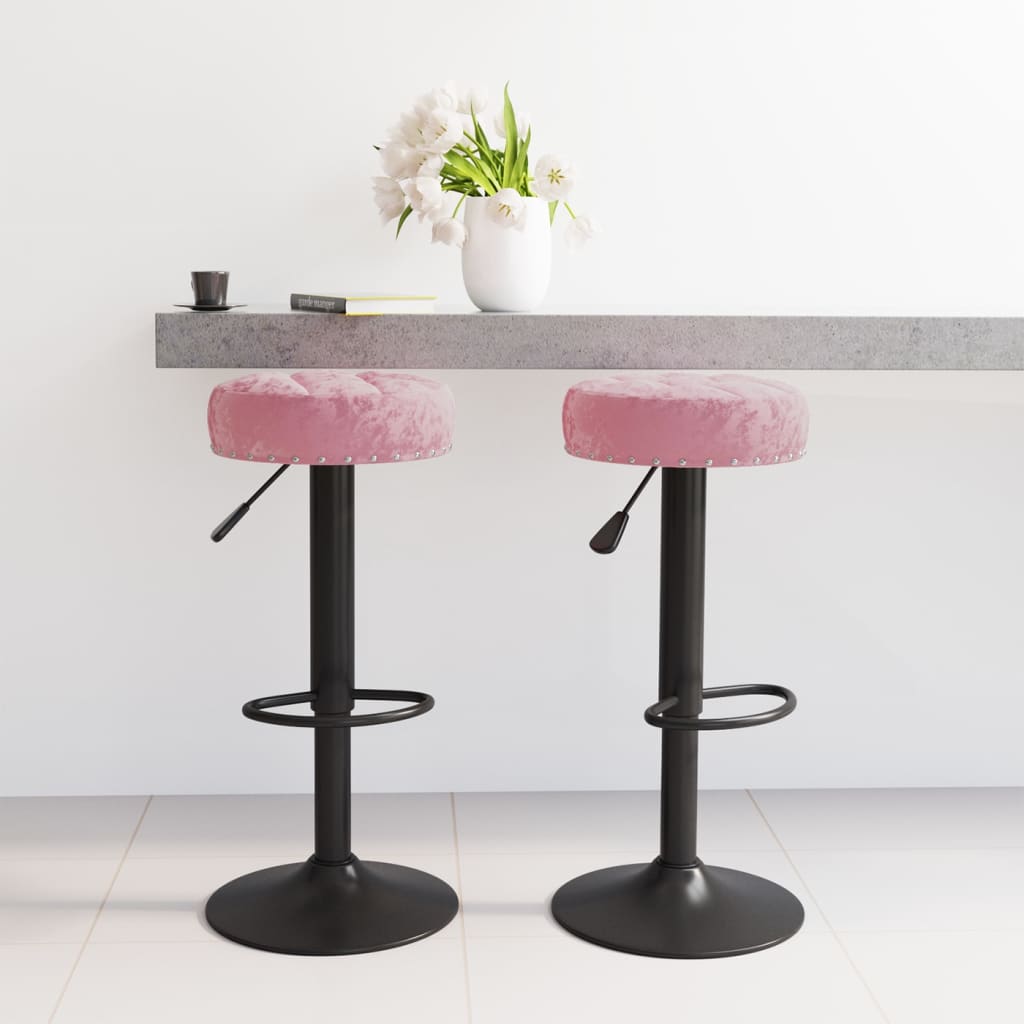 Sgabelli da Bar 2 pz Rosa in Velluto - homemem39
