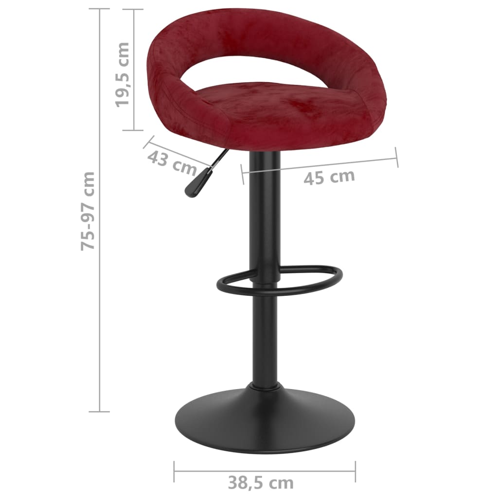 Sgabelli da Bar 2 pz Rosso Vino in Velluto | homemem39