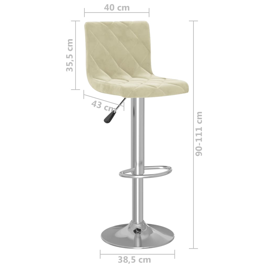 Sedie da Bar 2 pz Crema in Velluto - homemem39