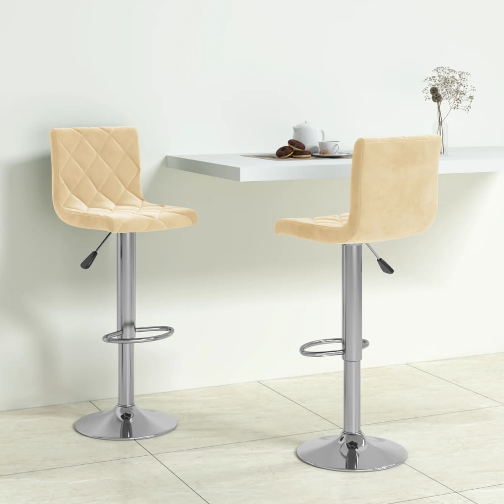 Sedie da Bar 2 pz Crema in Velluto - homemem39