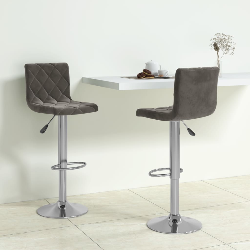 Sedie da Bar 2 pz Grigio Scuro in Velluto - homemem39
