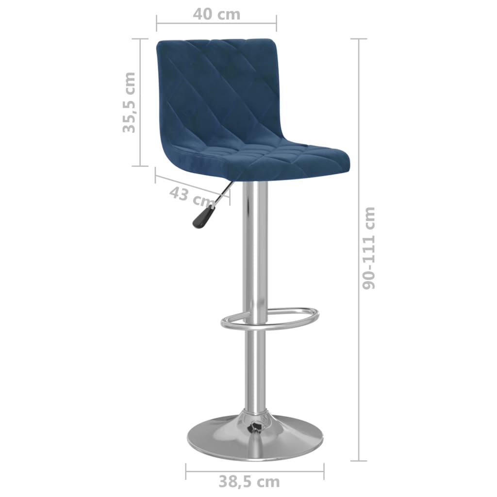 Sgabelli da Bar 2 pz Blu in Velluto - homemem39