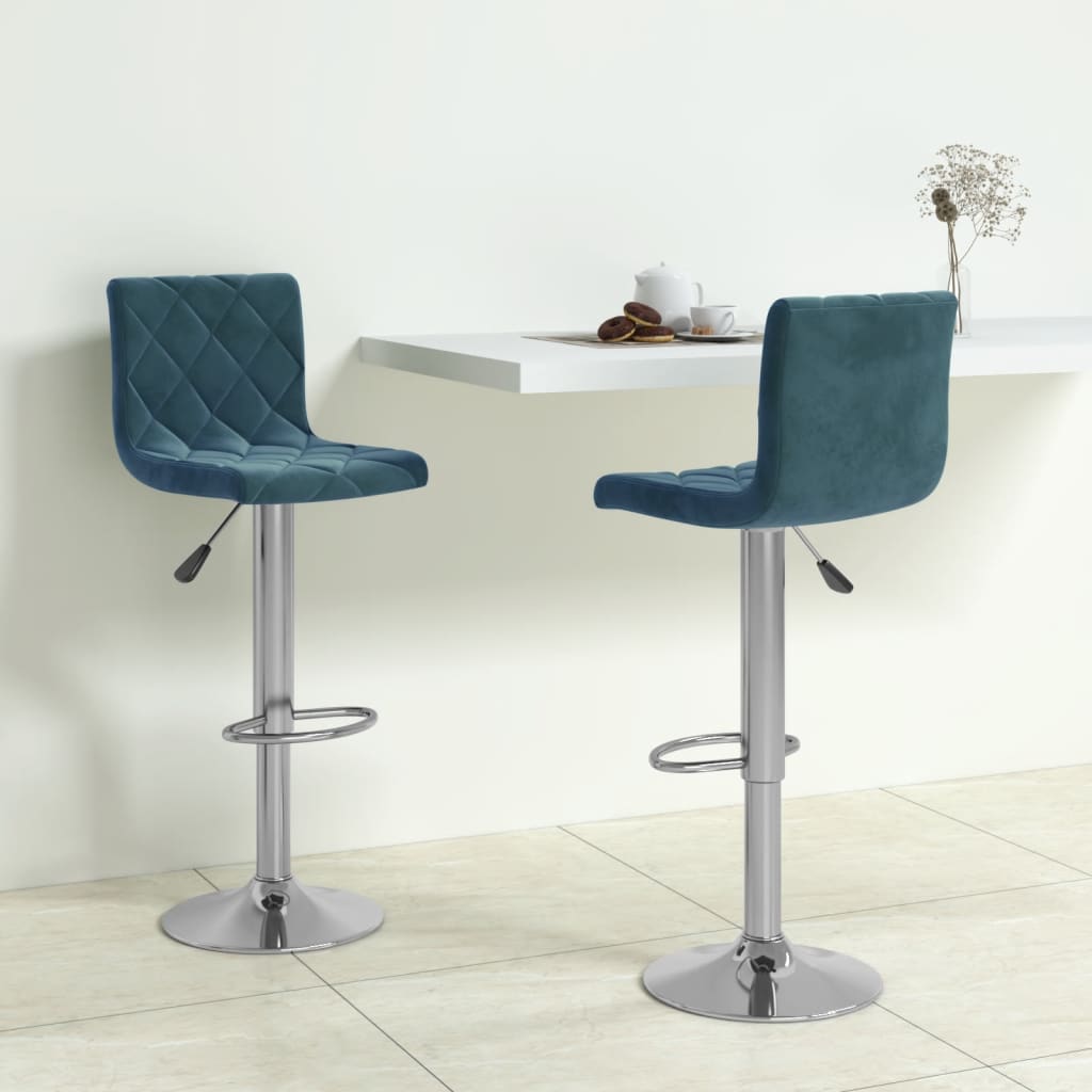 Sgabelli da Bar 2 pz Blu in Velluto - homemem39