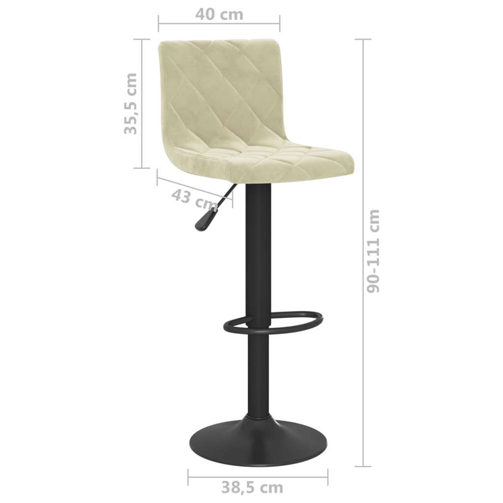 Sedie da Bar 2 pz Crema in Velluto - homemem39
