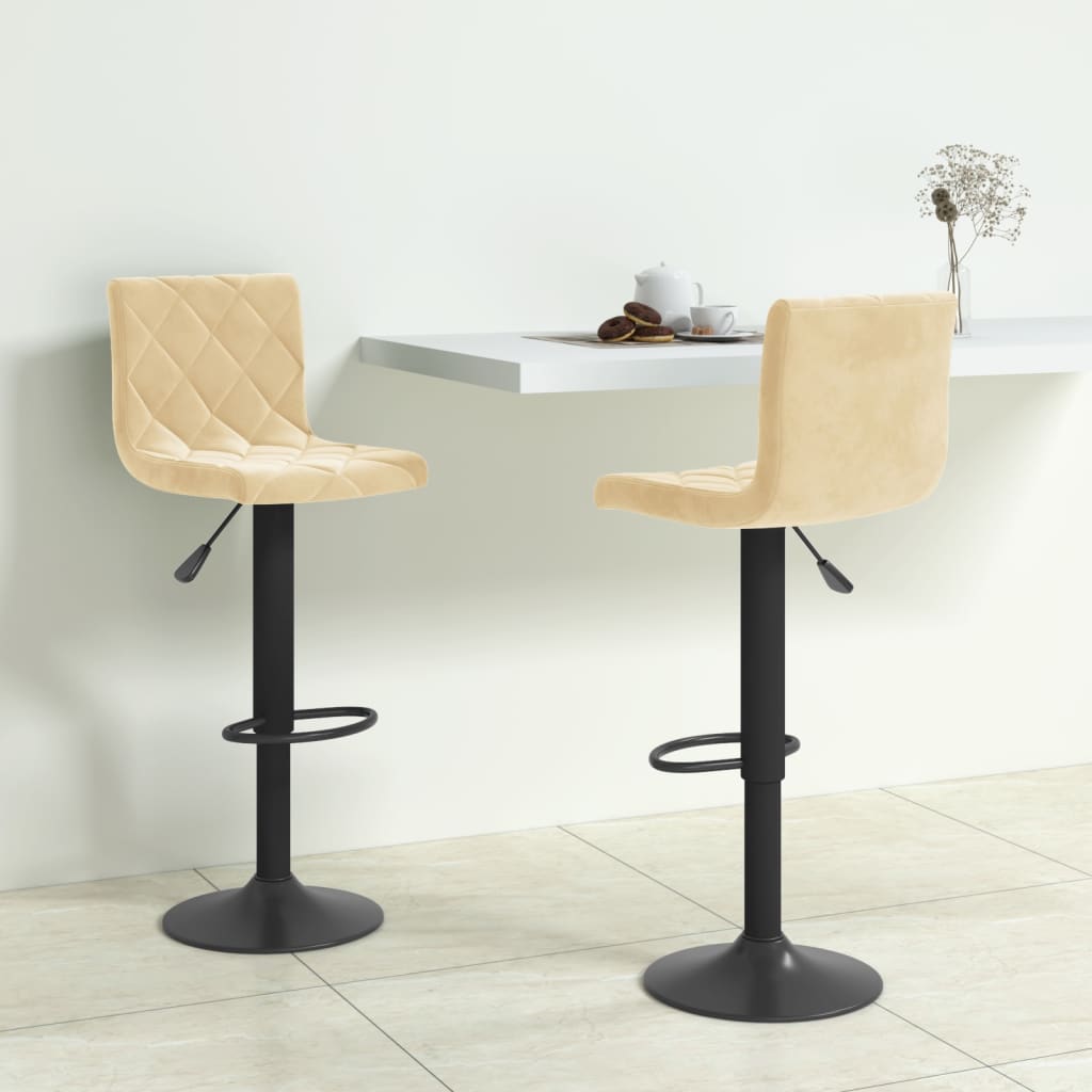 Sedie da Bar 2 pz Crema in Velluto - homemem39