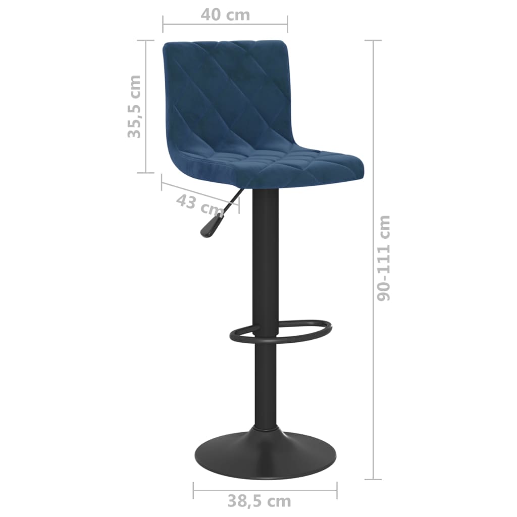 Sgabelli da Bar 2 pz Blu in Velluto - homemem39
