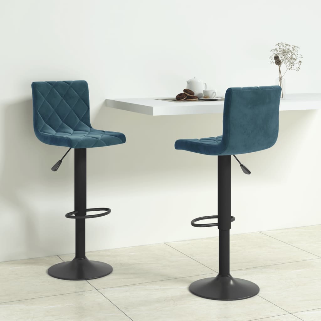 Sgabelli da Bar 2 pz Blu in Velluto - homemem39