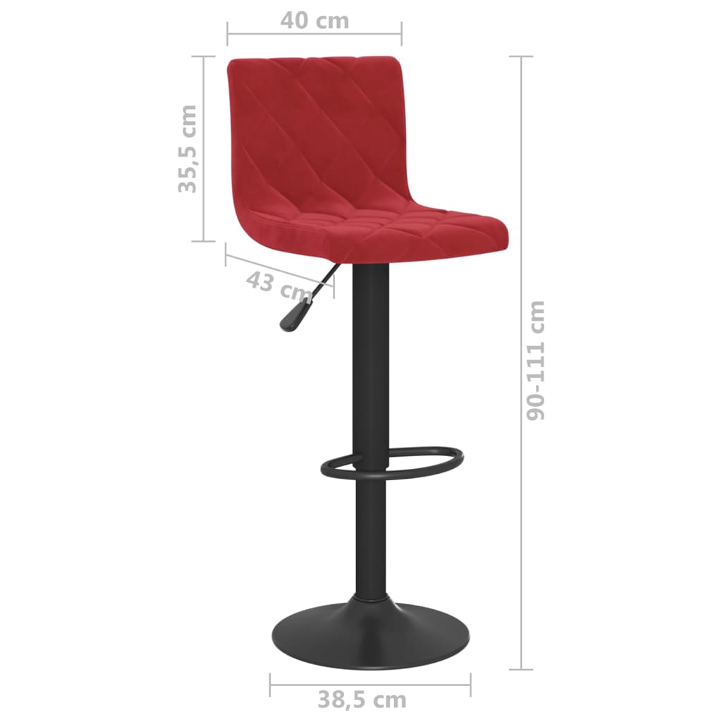 Sgabelli da Bar 2 pz Rosso Vino in Velluto - homemem39