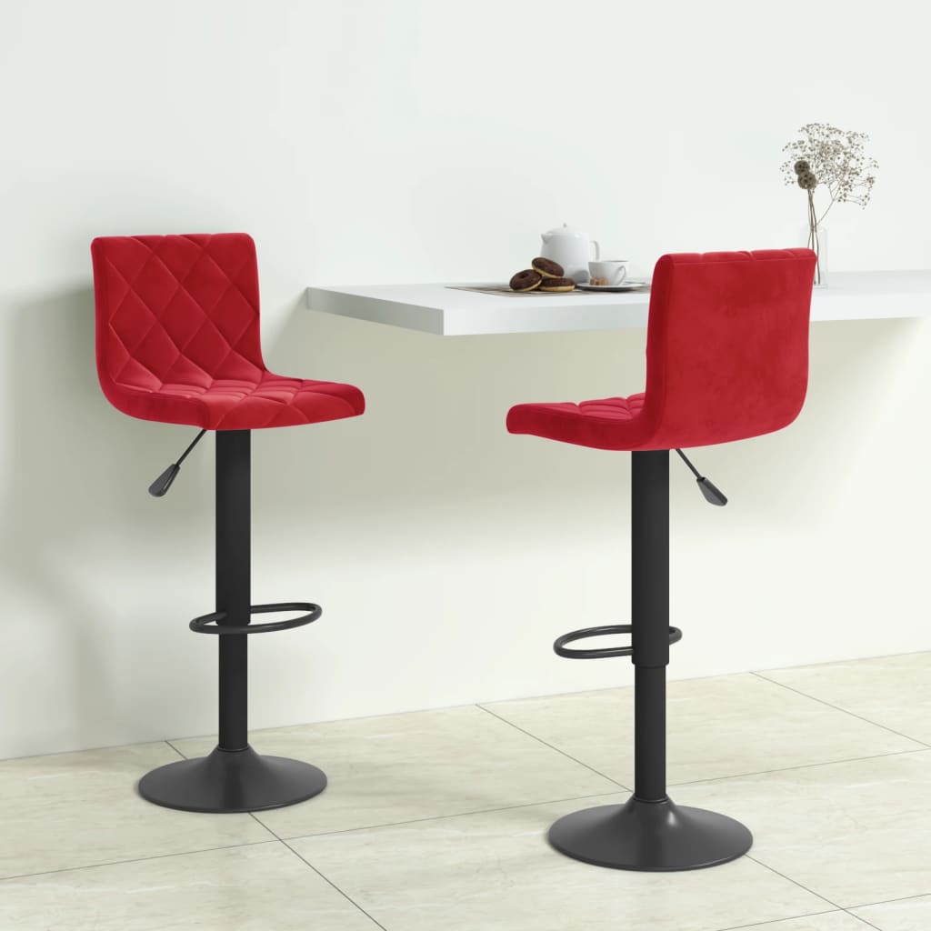 Sgabelli da Bar 2 pz Rosso Vino in Velluto - homemem39