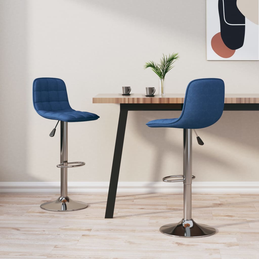Sgabelli da Bar 2 pz Blu in Tessuto - homemem39