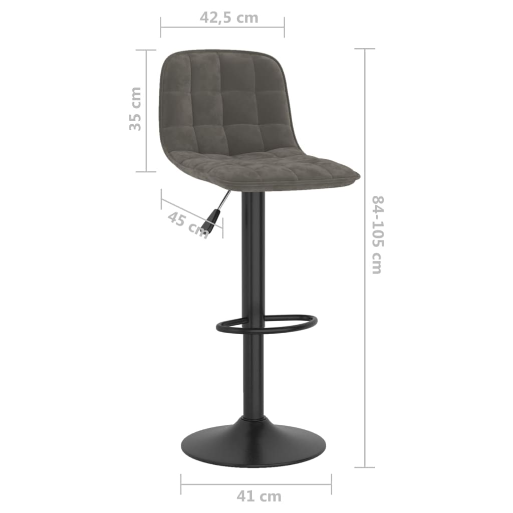 Sedie da Bar 2 pz Grigio Scuro in Velluto - homemem39