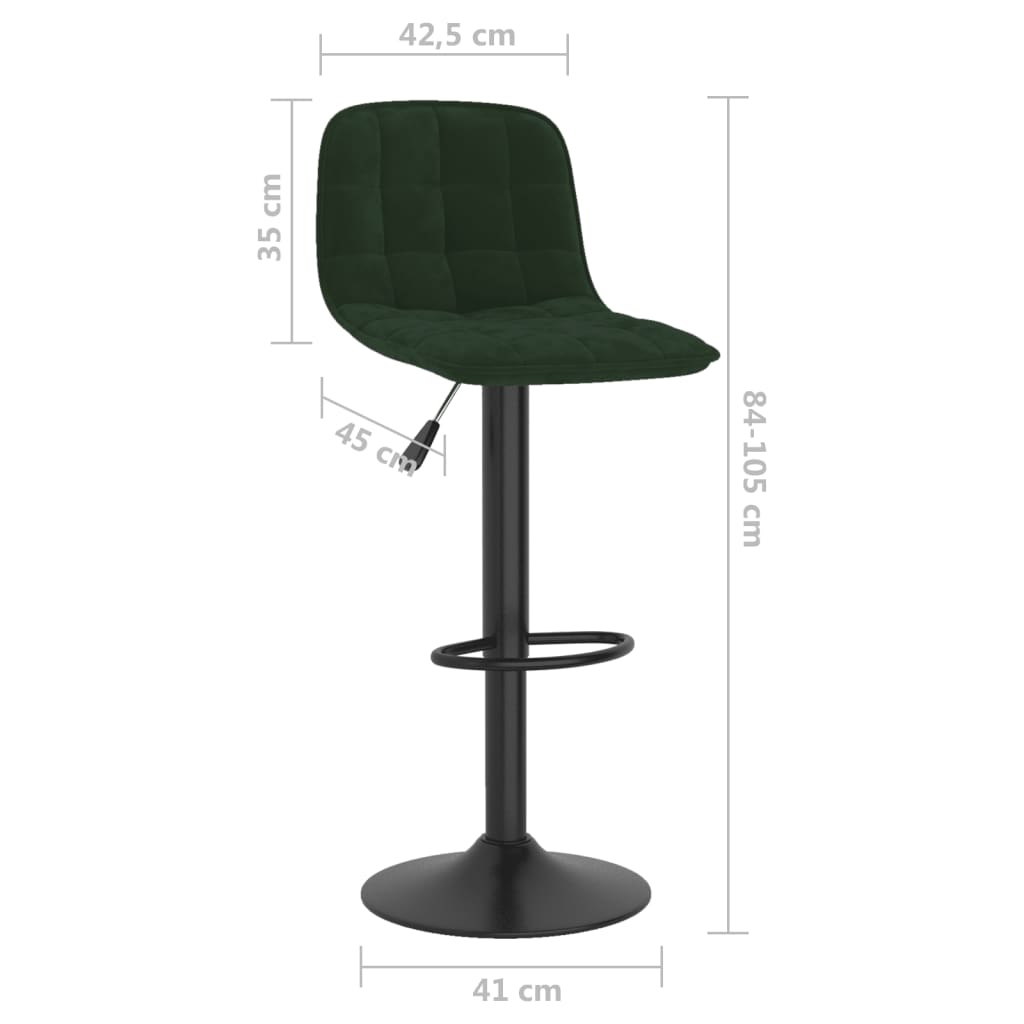 Sgabelli da Bar 2 pz Verde Scuro in Velluto - homemem39