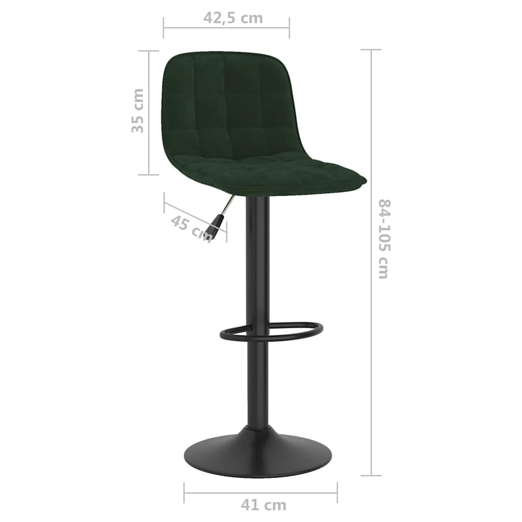 Sgabelli da Bar 2 pz Verde Scuro in Velluto | homemem39