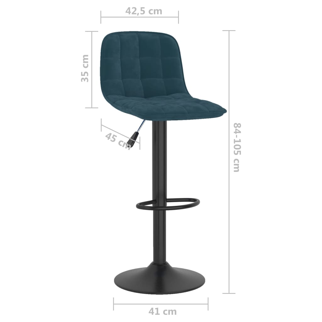 Sgabelli da Bar 2 pz Blu in Velluto - homemem39