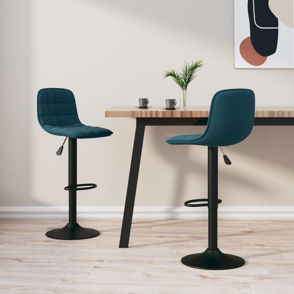 Sgabelli da Bar 2 pz Blu in Velluto - homemem39