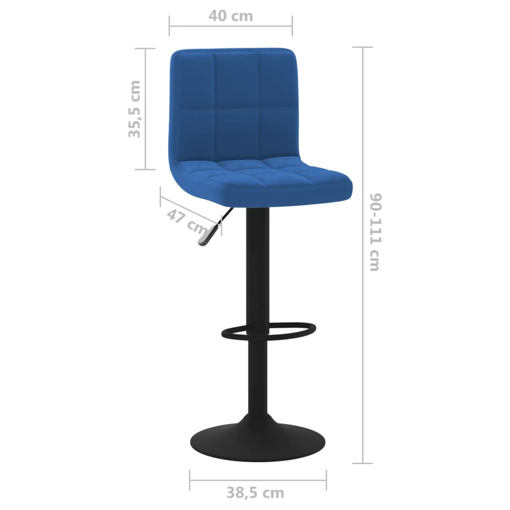 Sgabelli da Bar 2 pz Blu in Velluto - homemem39