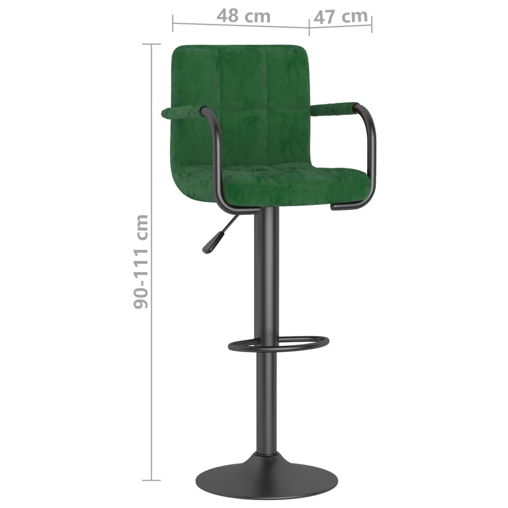 Sgabelli da Bar 2 pz Verde Scuro in Velluto - homemem39