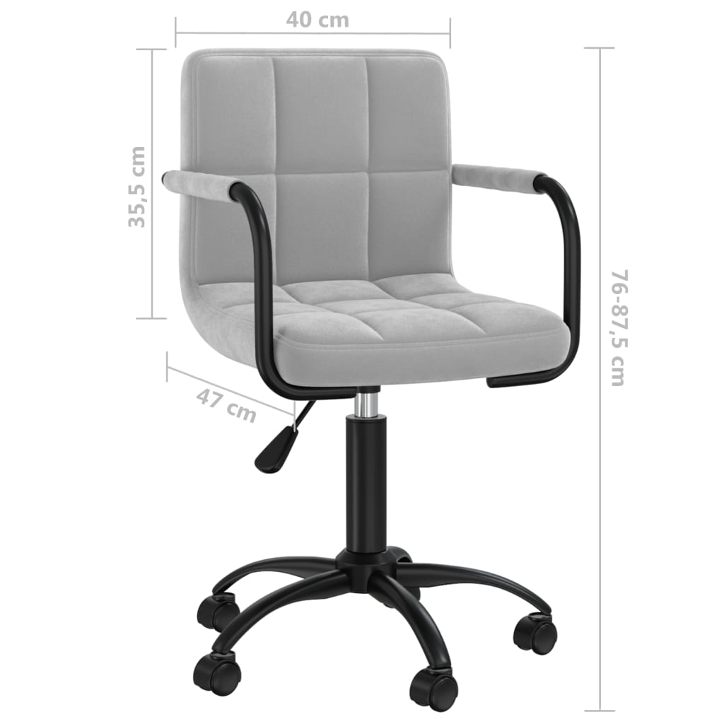 Sedia da Ufficio Girevole Grigio Chiaro in Velluto | homemem39