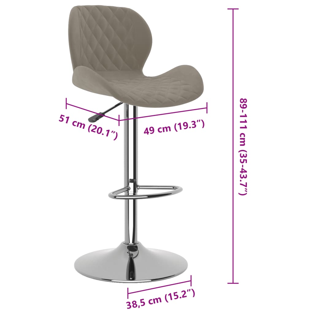 Sgabelli da Bar 2 pz Grigio Chiaro in Velluto - homemem39