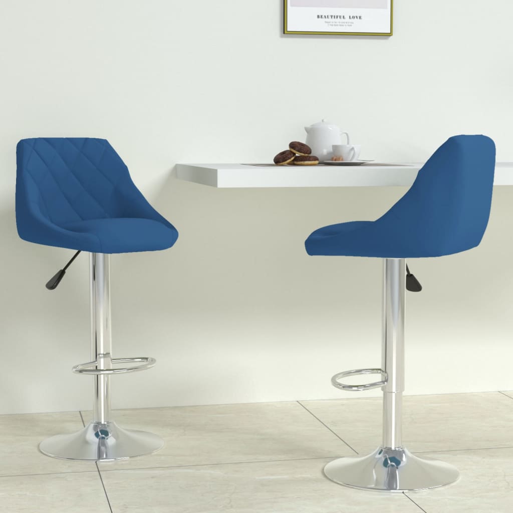 Sgabelli da Bar 2 pz Blu in Velluto - homemem39