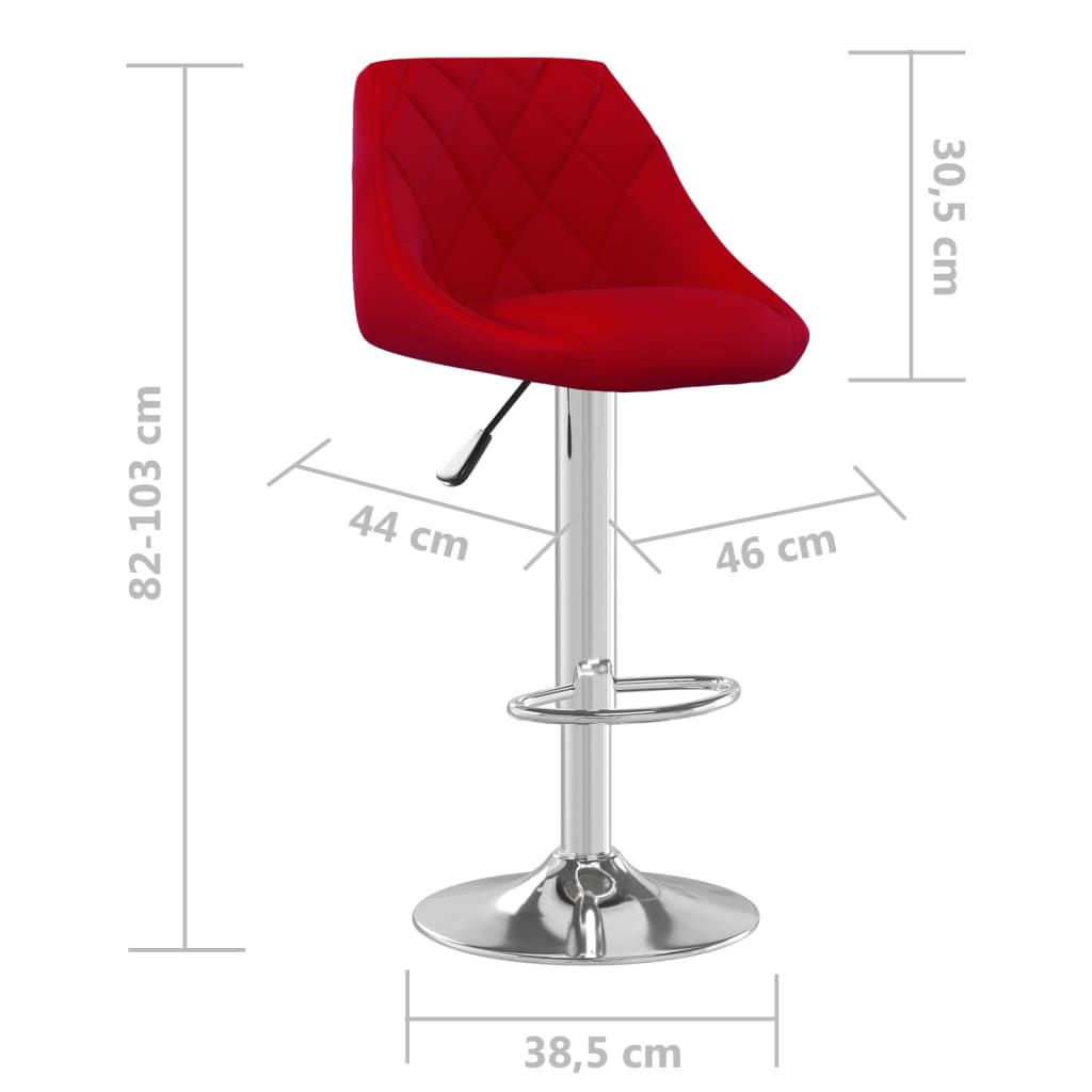 Sgabelli da Bar 2 pz Rosso Vino in Velluto - homemem39