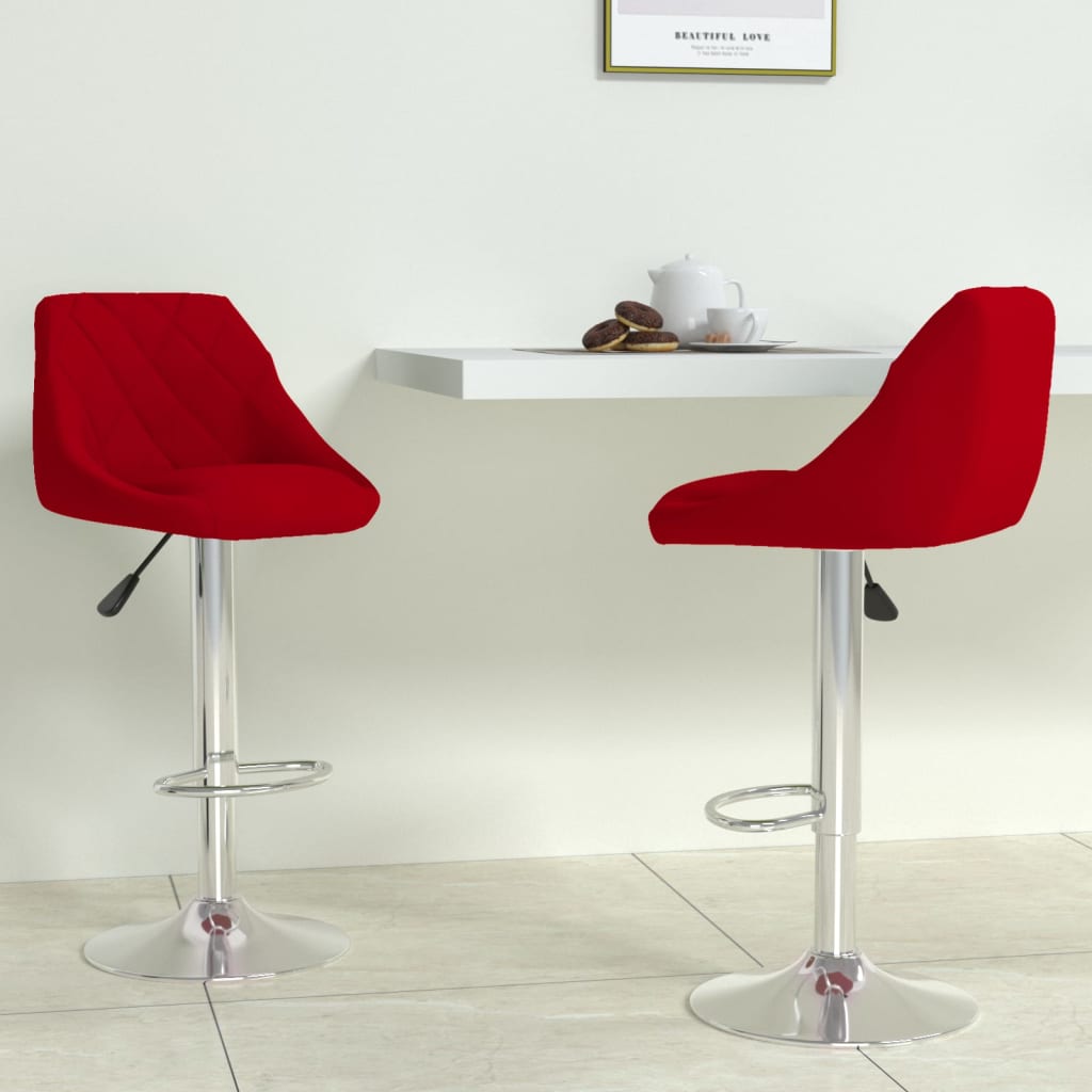 Sgabelli da Bar 2 pz Rosso Vino in Velluto - homemem39