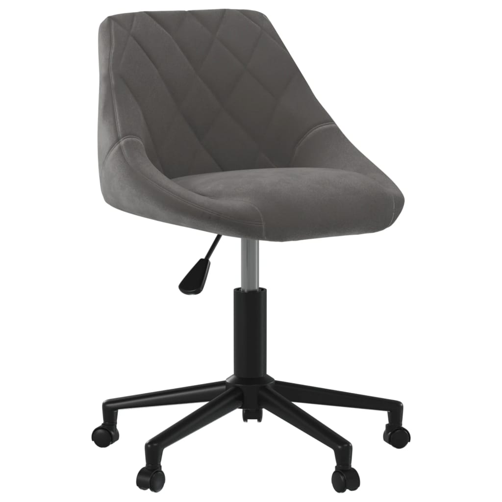 Sedia da Ufficio Girevole Grigio Scuro in Velluto - homemem39